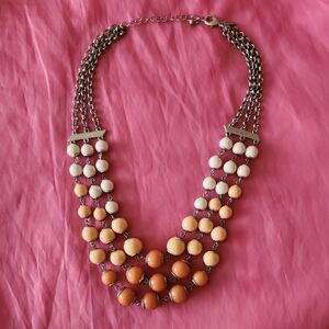 Lia Sophia 3 tier coral & cream necklace